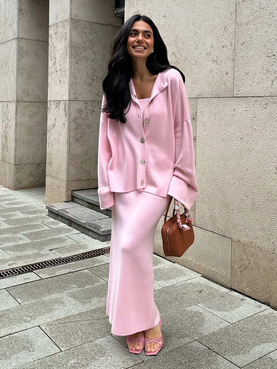 Margaret Knitted Set (Cardigan/Skirt/Top)