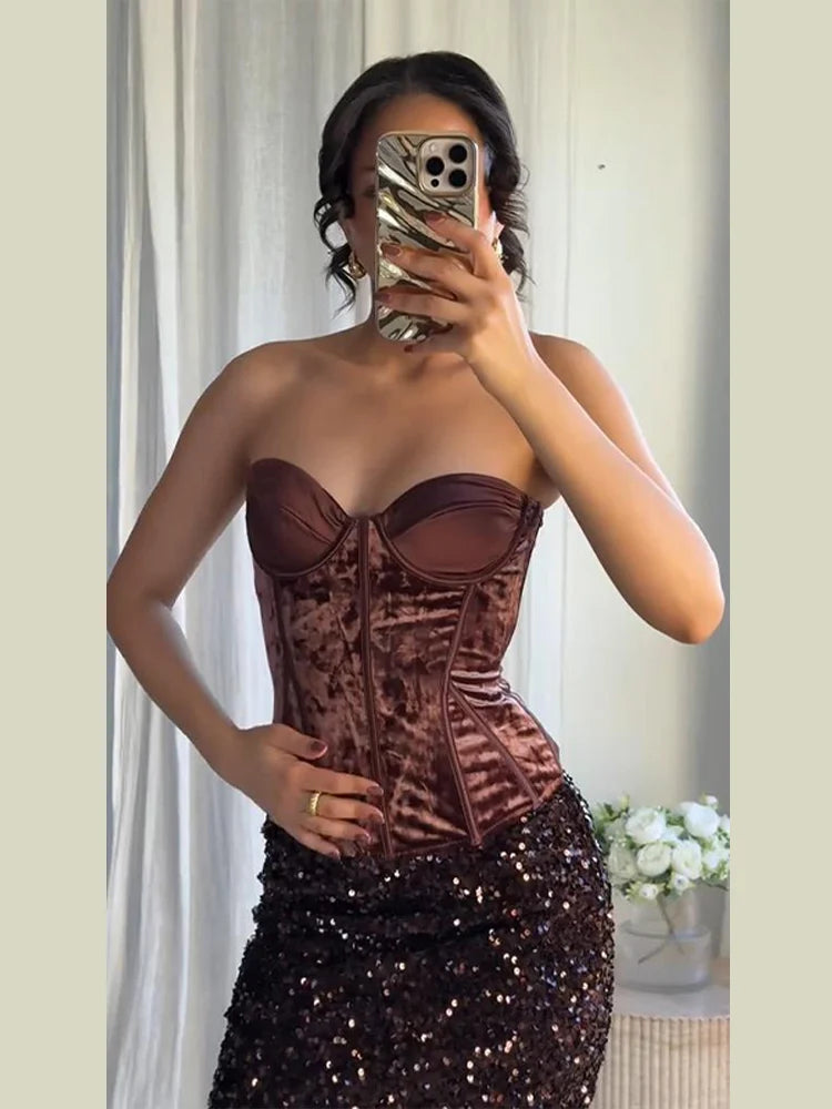 Heather Set (Skirt/Velvet Top)