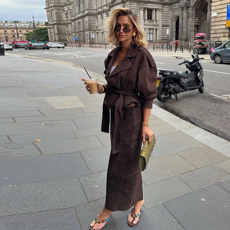 Tiffany Suede Set (Coat/Skirt)