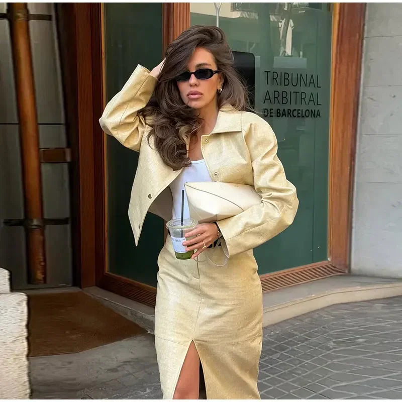 Veronica Leather Set (Coat/Skirt)