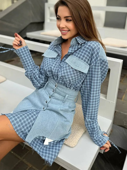 Jean Denim Set (Shirt/Skirt)