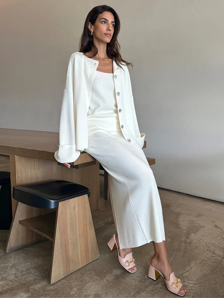 Margaret Knitted Set (Cardigan/Skirt/Top)