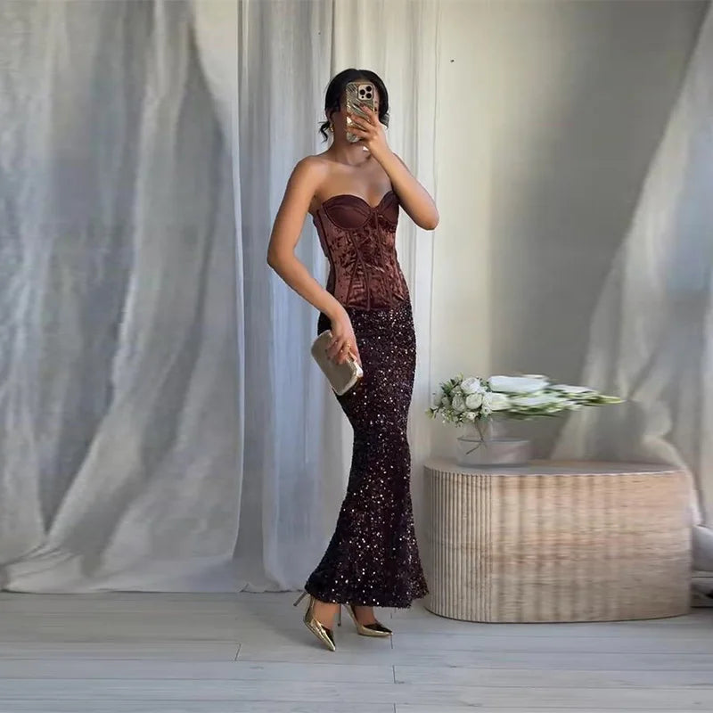 Heather Set (Skirt/Velvet Top)