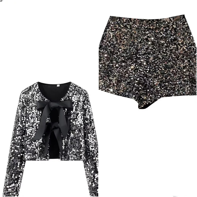 Anna Sequins Set (Cardigan/Shorts)