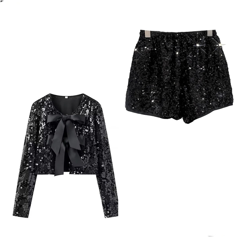 Anna Sequins Set (Cardigan/Shorts)