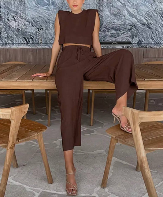Agnes Linen Set (Crop-Tops/Pants)