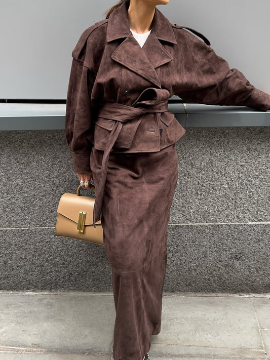 Tiffany Suede Set (Coat/Skirt)