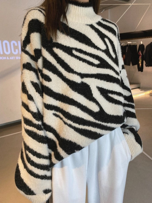 Zebra Print Oversize Sweater