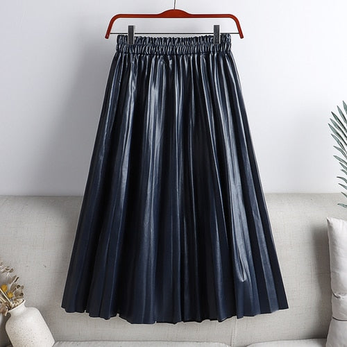 Crystal Pleated Midi Skirt