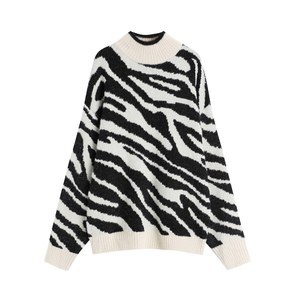 Zebra Print Oversize Sweater
