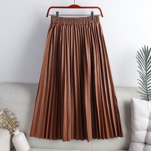 Crystal Pleated Midi Skirt