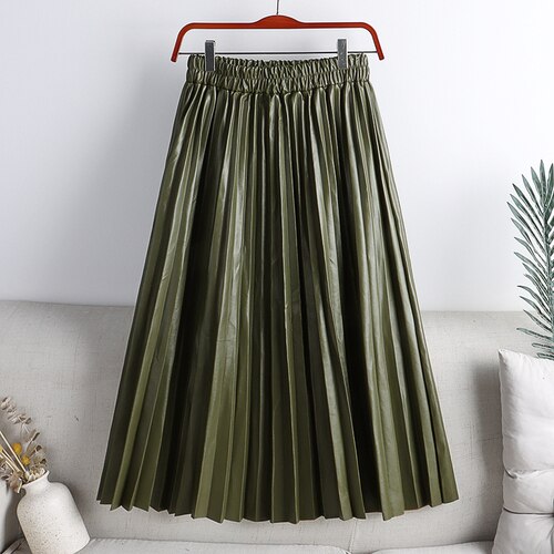 Crystal Pleated Midi Skirt