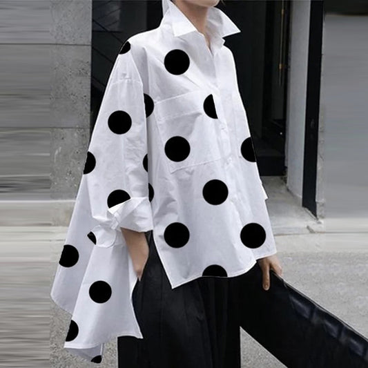 Miranda Asymmetric Blouse Polka Dot