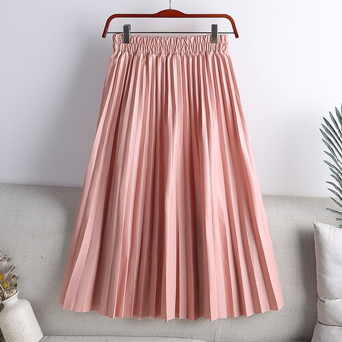 Crystal Pleated Midi Skirt