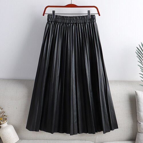 Crystal Pleated Midi Skirt