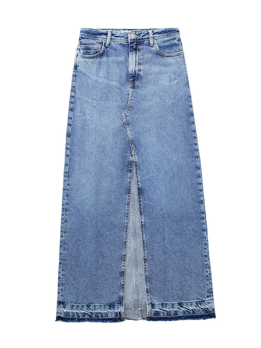 Vintage Denim Maxi Skirt