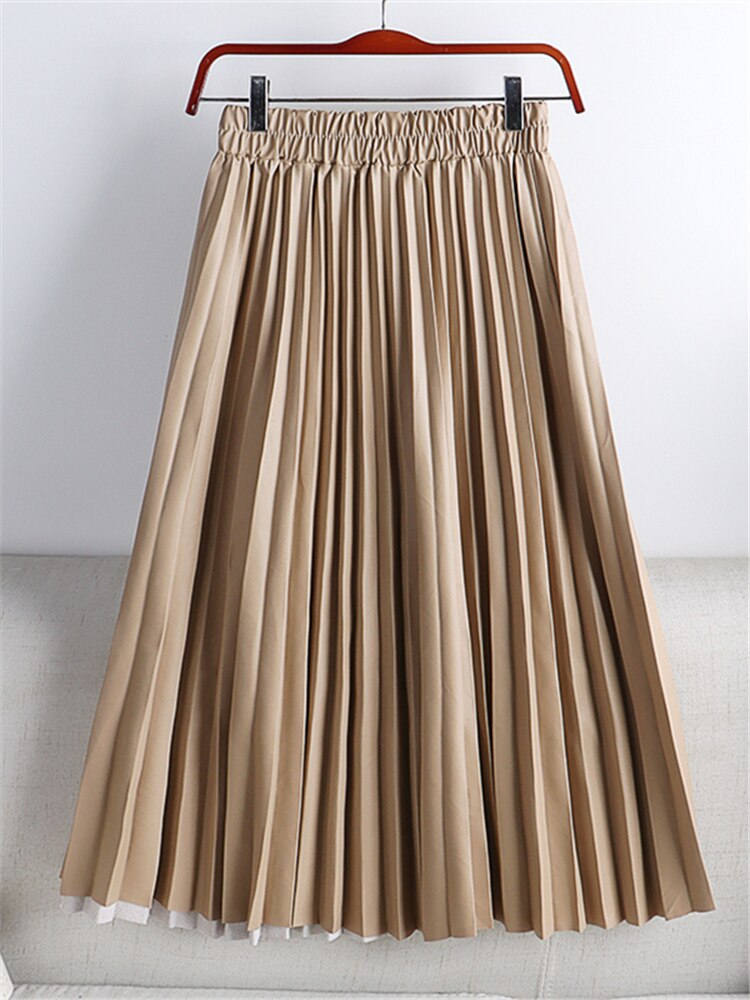 Crystal Pleated Midi Skirt