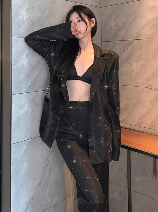 Rose Glitter Set (Pants/Jacket/Top)