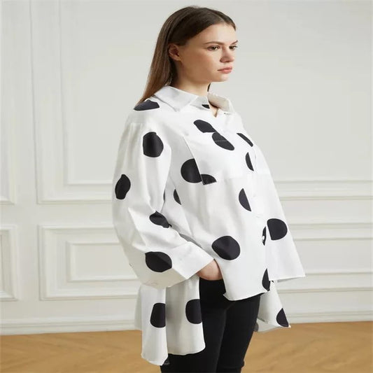 Miranda Asymmetric Blouse Polka Dot