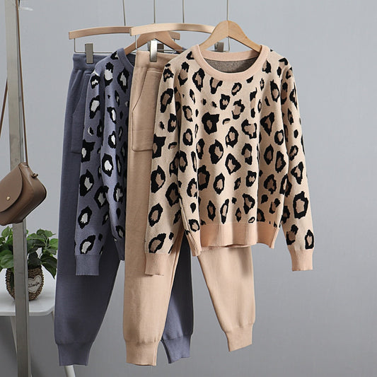 Leopard Knitted Set (Sweater/Pants)