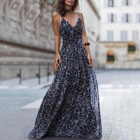 Leopard V-Neck Maxi Dress