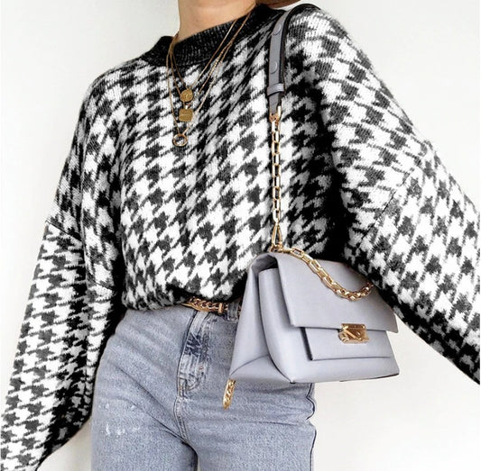 Linda Houndstooth Sweater